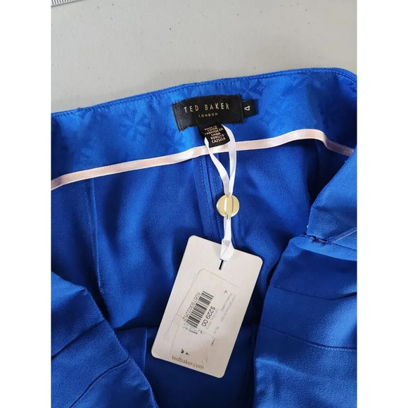 NWT Ted Baker Zettah Pleated Culotte Cropped Pants Ted 4 / US 10 Blue #1K412 - Picture 6 of 14